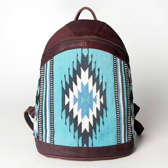 Handwoven western aztec Backpack | Travel Leather Backpack with laptop compartment