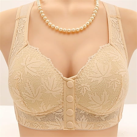 Baodmurt Wireless Bras for Women Lounge & Sleep Full-Figure Front Closure Lingerie  Underwear  Beige 38ABC
