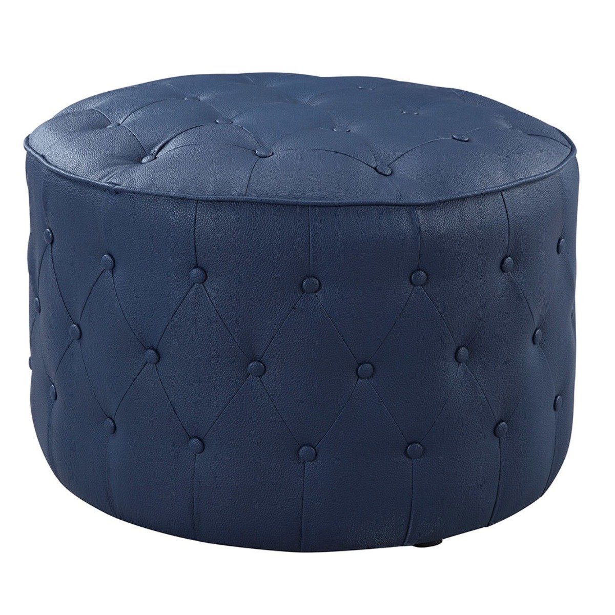 Jimmy Ottoman Button Tufted PU Leather Upholstered Round Pouf