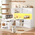 thumbnail image 4 of L Shaped Electric Standing Desk with Hutch, Adjustable Height Computer Desk with 3 Drawers and Storage Shelves, 4 of 8