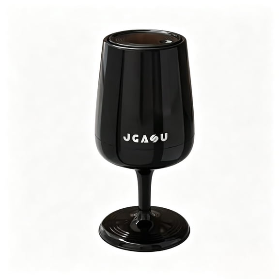 VAETTLO 27.6'' Tall Wine Glass Shaped Trash Can with Lid – 11'' Wide Opening, Sleek Black Waste Bin for Living Room Bedroom Office, Odor-Containing PP Plastic Storage Basket & Laundry Hamper