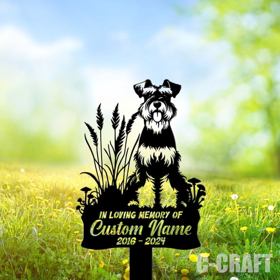 C-CRAFT Custom Miniature Schnauzer Metal Yard Sign Weather Resistant for Garden Decor