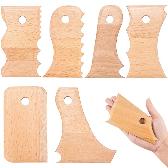 7 PCS Big Size Pottery Foot Shaper Tools - Professional Clay Sculpting Tools, Beechwood Texture Ribs & Sculpting Tools for Ceramic, Clay Modeling | Diverse Shapes, Comfortable Grip