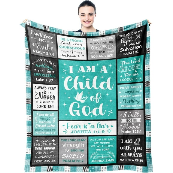 Christian Gifts for Women Men Blanket, Christian Gift for Kids, Religious Bible Catholic Spiritual Inspirational Baptism Birthday Gift Ideas Blankets