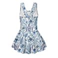 thumbnail image 5 of Tutolipy Blue & White Botanical Floral Print Skirt Childrens Swimwear, Swim Dress One Piece Beach Swimwear for Summer Pool Size 5-6 Years, 5 of 8