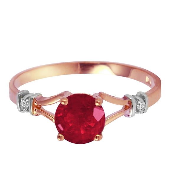 Galaxy Gold 14K Solid Rose Gold Ring with 1.22 CTW Natural Ruby and Diamonds, Size 6.0, 5.5-11 Sizes, July Birthstone, Symbol of Passion