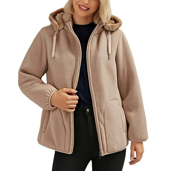 UJNDER Women's Winter Warm Hoodies for Women Thickened Lined Pullover Cozy Cold Weather Khaki XXXXXL