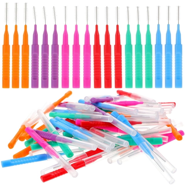 HLONK Teeth Gum Cleaner Interdental Brush Tooth Floss Rods Braces Steel Wire Plastic 60 Pcs