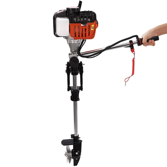 Two Stroke 2.5 Horsepower Outboard Engine, Gasoline Outboard Motor, Air Cooled Boat Engine, 2.5HP, 8500RPM, Easy Install, External 0.26 Gallon Fuel Tank, Stepless Speed
