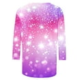 thumbnail image 5 of Cavosen Women's Tops 3/4 Sleeve Dressy Gradient Sparkle Glitter Shiny Print T-Shirts Round Neck Loose Blouse Trendy Pullover Shirts Flowy Workout Tees Summer Plus Size 3XL, 5 of 5