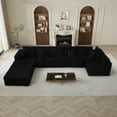 thumbnail image 3 of Wiilayok 177 Inch Oversized U Shaped Sectional Sofa 8 Seater Corduroy Cloud Couch Modular Deep Seat Sectional Couch with Chaise and Ottoman Black for Living Room, 3 of 9