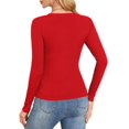 thumbnail image 3 of Women'S Ribbed Deep V-Neck Wrap Style Long Sleeve T-Shirt Casual Basic Stretch Top Red XXL, 3 of 7