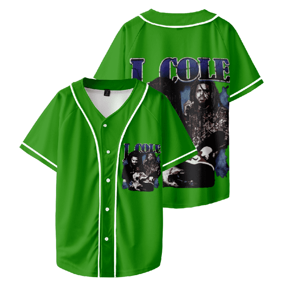 J Cole Rapper Baseball Jersey Man/Woman Hip Hop Tee Shirt Green Short Sleeved