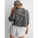 thumbnail image 5 of Sudadera Holgada Informal de Larga con Capucha para Mujer, Color Liso, Estilo Otoño Gris S, 5 of 10