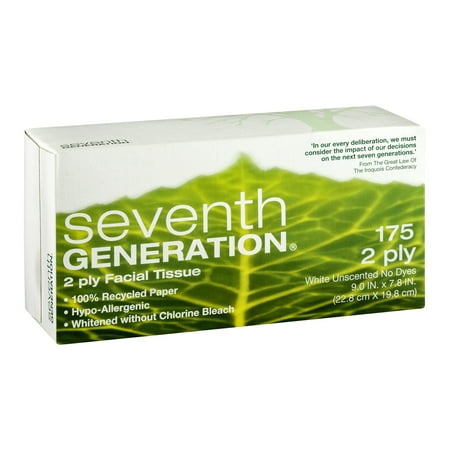 Seventh Generation 13712CT 100% Recycled Facial Tissue, 2-Ply, 175 per Box