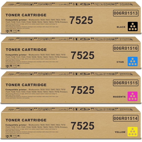7525 Toner Cartridges 006R01513 006R01514 006R01515 006R01516 Compatible for Xerox Workcentre 7830 7835 7845 7855 7970 7525 7530 7535 7545 7556 7830i 7835i 7845i 7855i 7970i Printers Ton
