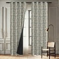 thumbnail image 4 of Vargottam Room Darkening Curtains - Floral Motif Pattern, Set of 2 Panels, 52" x 72" - Grommet-Top Blackout Window/Door Drapes for Bedroom, Nursery & Living Room - Beige, 4 of 9