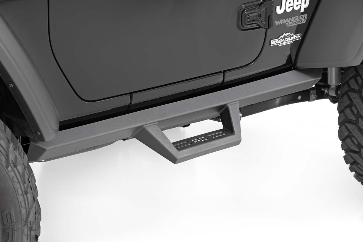 Rough Country Nerf Bar Drop Steps for 20182021 Jeep Wrangler JL 2DR