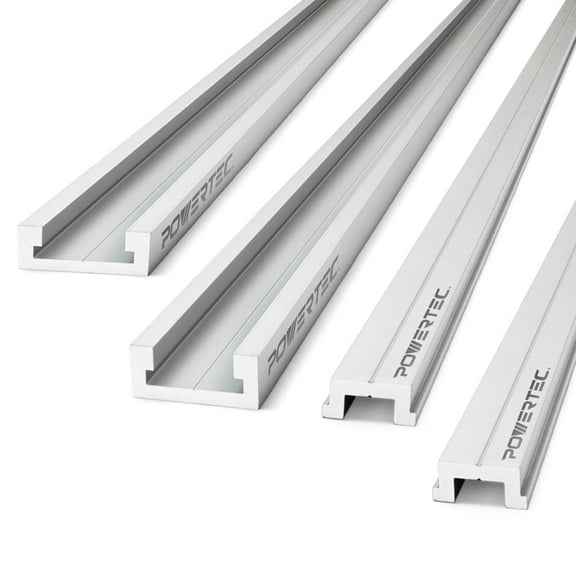 POWERTEC 2 Set 48" Miter T Track w/T-Bar for Table Saw, Router Table, Band Saw, Works with 3/4” x 3/8” Miter T Slot, Miter Gauge, T Track Accessories for Woodworking and Sliding Jigs (71156-P2N)