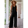 thumbnail image 4 of Women's Black Buttoned Vest and Drawstring Wide Leg Pants 2-Piece Set for Casual Elegance - [ZhiHiMeRi] | (US 12-14)L, 4 of 7
