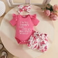 thumbnail image 2 of YDFCWXW Baby Girl Clothes Set Daddys Little Girl Ruffle Romper Top Shorts Baby Girl Outfit (Hot Pink, 3-6 Months), 2 of 9
