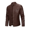 thumbnail image 5 of Cloudstyle Men's Solid Color Zipper Casual Leather Jacket PY06, 5 of 14