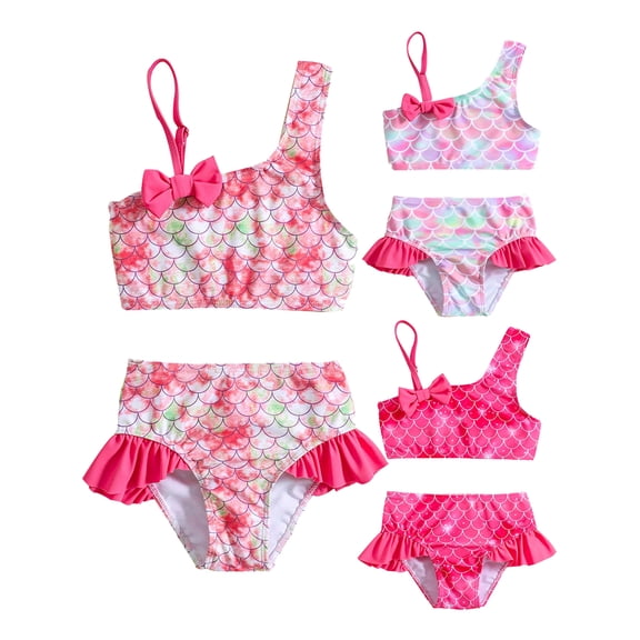 GYRATEDREAM Girls Swimsuit 2 Pcs Tankini Swimwear Bikini Set Ruffle Bathing Suits 1-14 Years