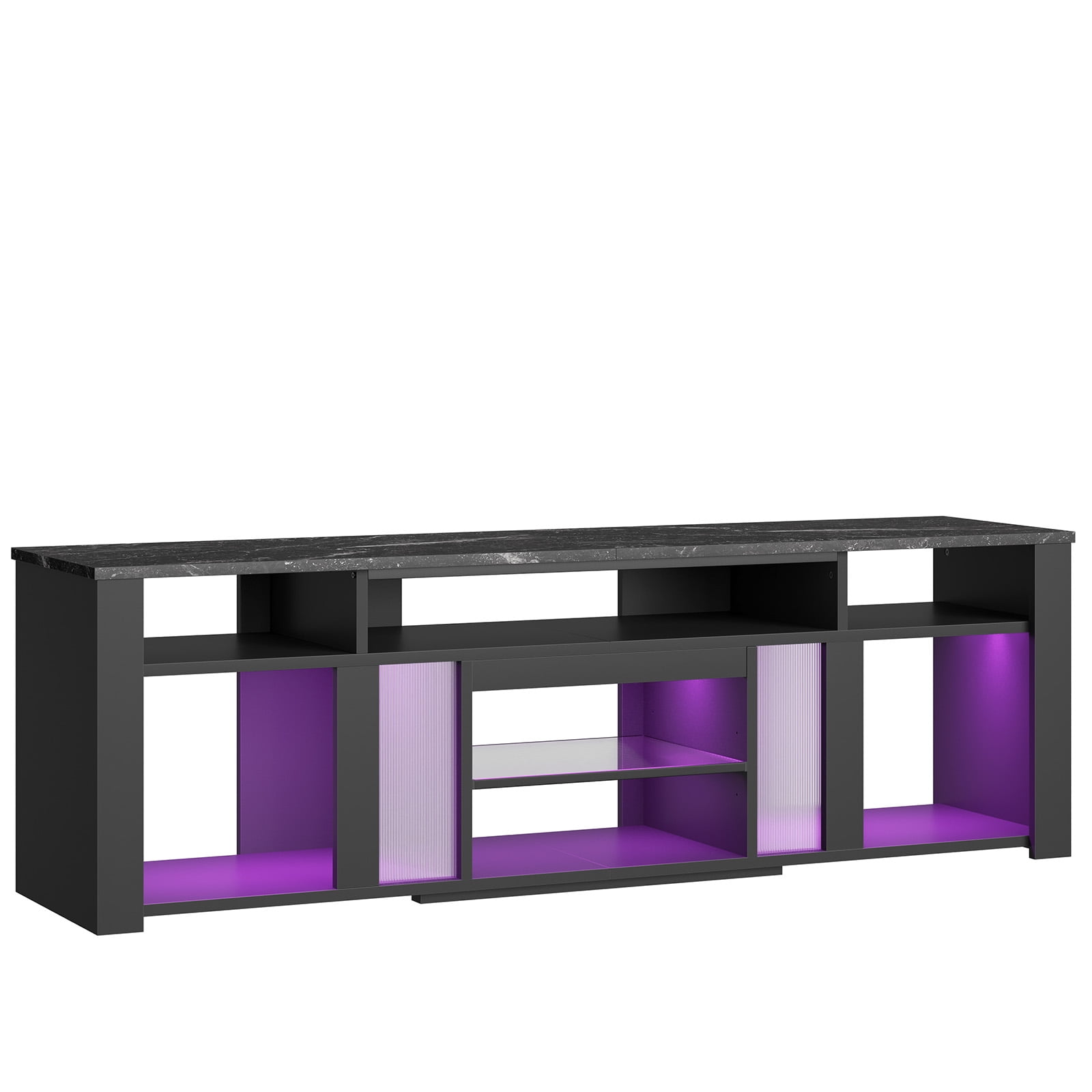 Bestier TV Stand for TVs Up to 85",Modern Entertainment Center for Living Room/Gaming Room,with Deep Storage Cabinet & Adjustable Shelves, Dynamic LED Lights,Black