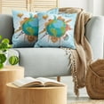 thumbnail image 5 of Ambesonne Travel Throw Pillow Cover 2 Pack, World Landmarks Around Globe, 16", Multicolor, 5 of 7