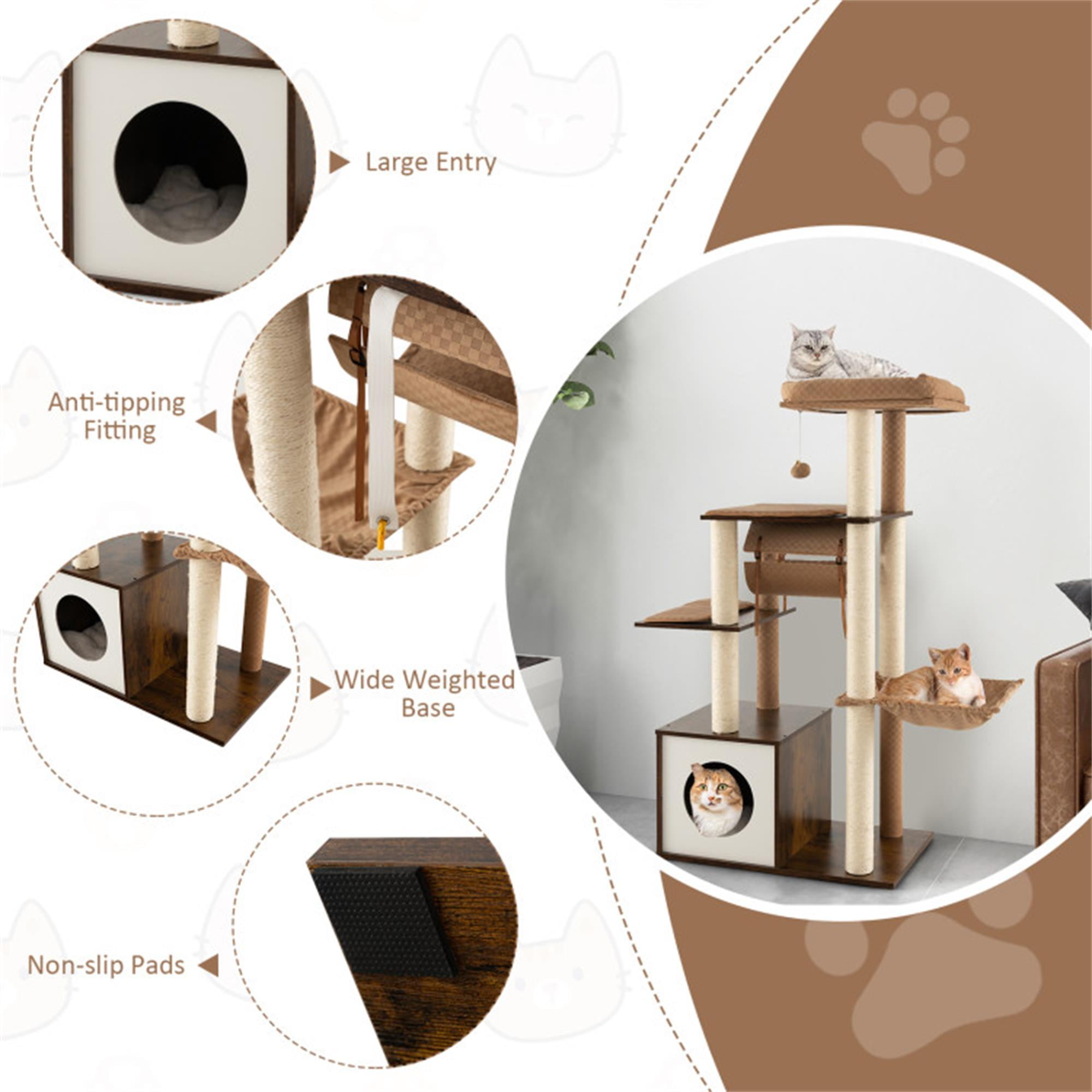 Pefilos 53" Modern Cat Tree Tower for Indoor Cats, Multi-Level Cat Condo with Scratching Posts, Perch, Washable Removable Cushions, Cat Tree House, Brown Pefilos 53" Modern Cat Tree Tower for Indoor Cats, Multi-Level Cat Condo with Scratching Posts, Perch, Washable Removable Cushions, Cat Tree House, Brown
