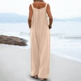 thumbnail image 4 of QATAINLAV Women's Wide Leg Jumpsuits Loose Casual Button Straps Bib Overalls 2025 Summer Sleeveless One Piece Pants with Pockets Beige S Ofertas en Walmart, 4 of 9