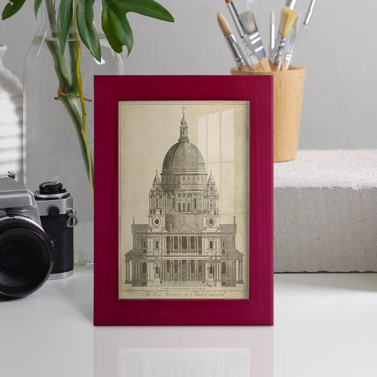 St. Paul's Cathedral -Framed Print w/glass-Cherry Red