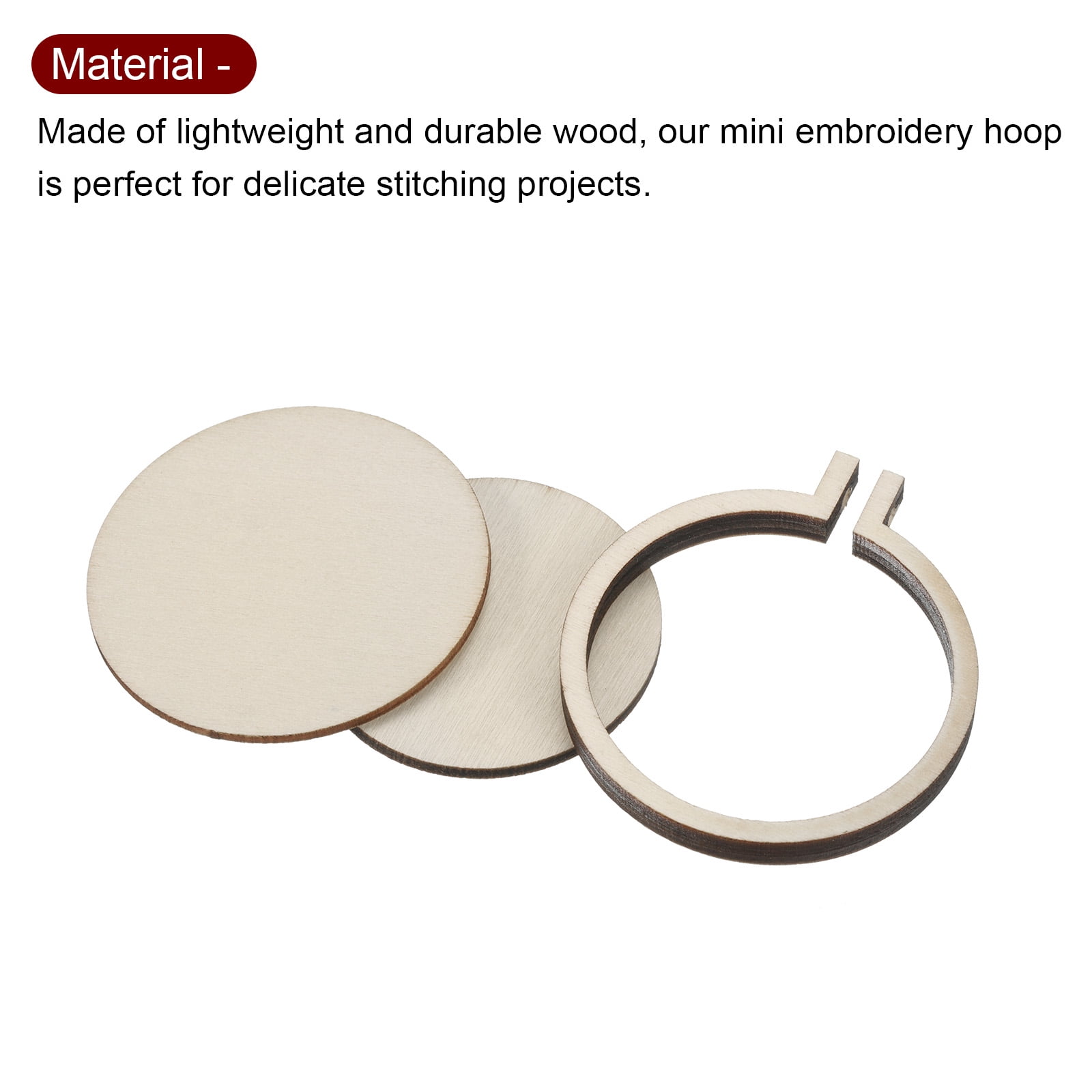 20Pcs Mini Embroidery Hoop 2.2" x 2" Tiny Round Cross Stitch Hoops Small Wood Ring Circle