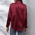 thumbnail image 7 of Homenesgenics Womens Tops under $5 Women Satin Long Sleeve Shirt Casual Office Work Blouse Tops Going Out Holiday T-Shirt Womens Tops 3/4 Sleeve, 7 of 7