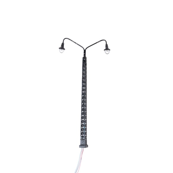 Injueey Modelo de lámpara de vía férrea, farola clásica a escala 1:87, diseño de construcción, luz LED de parque de cabezales, decoraciones Artesanía Negro (luz blanca)