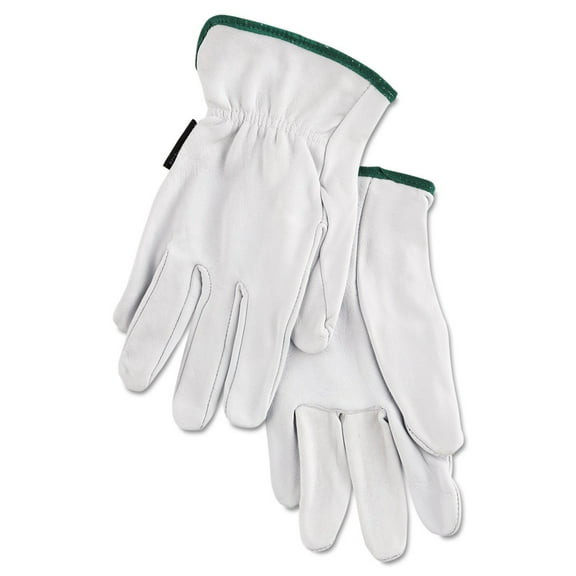Grain Goatskin Driver Gloves, White, Medium, 12 Pairs -MPG3601M