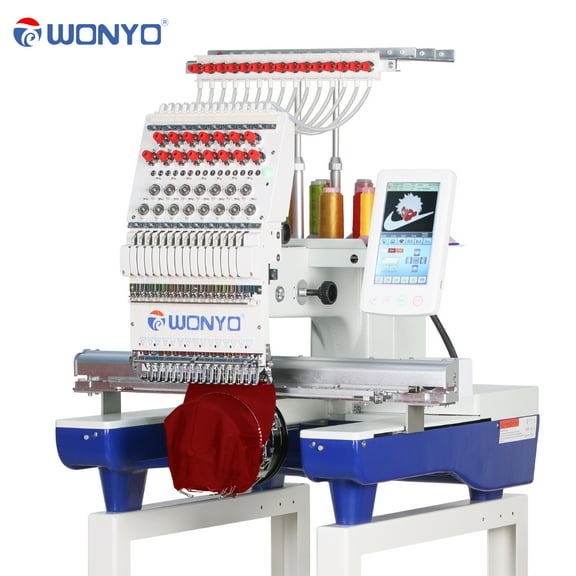 WONYO Commercial embroidery machine WY1501C, 15 Needles, Max Speed 1200RPM, Embroidering for Hats and Clothing with 13.8"x19.7" Embroidery Area, 10" Touch Screen, Wifi available