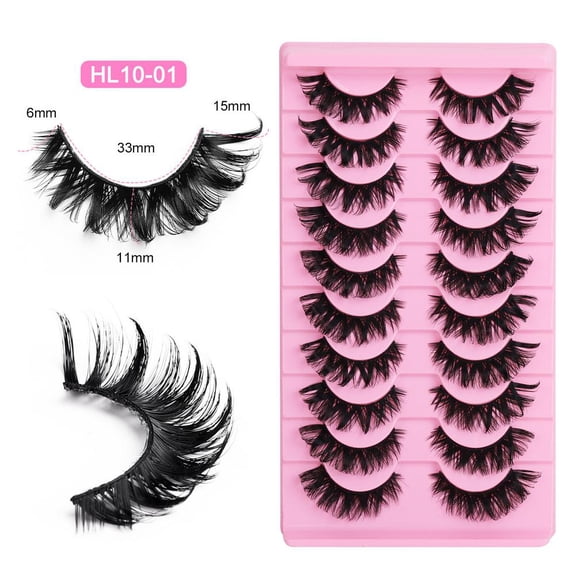 10Pairs Delicate False Eyelashes,Fluffy Lightweight Eyelashes,Cat Eye Eyelashes-