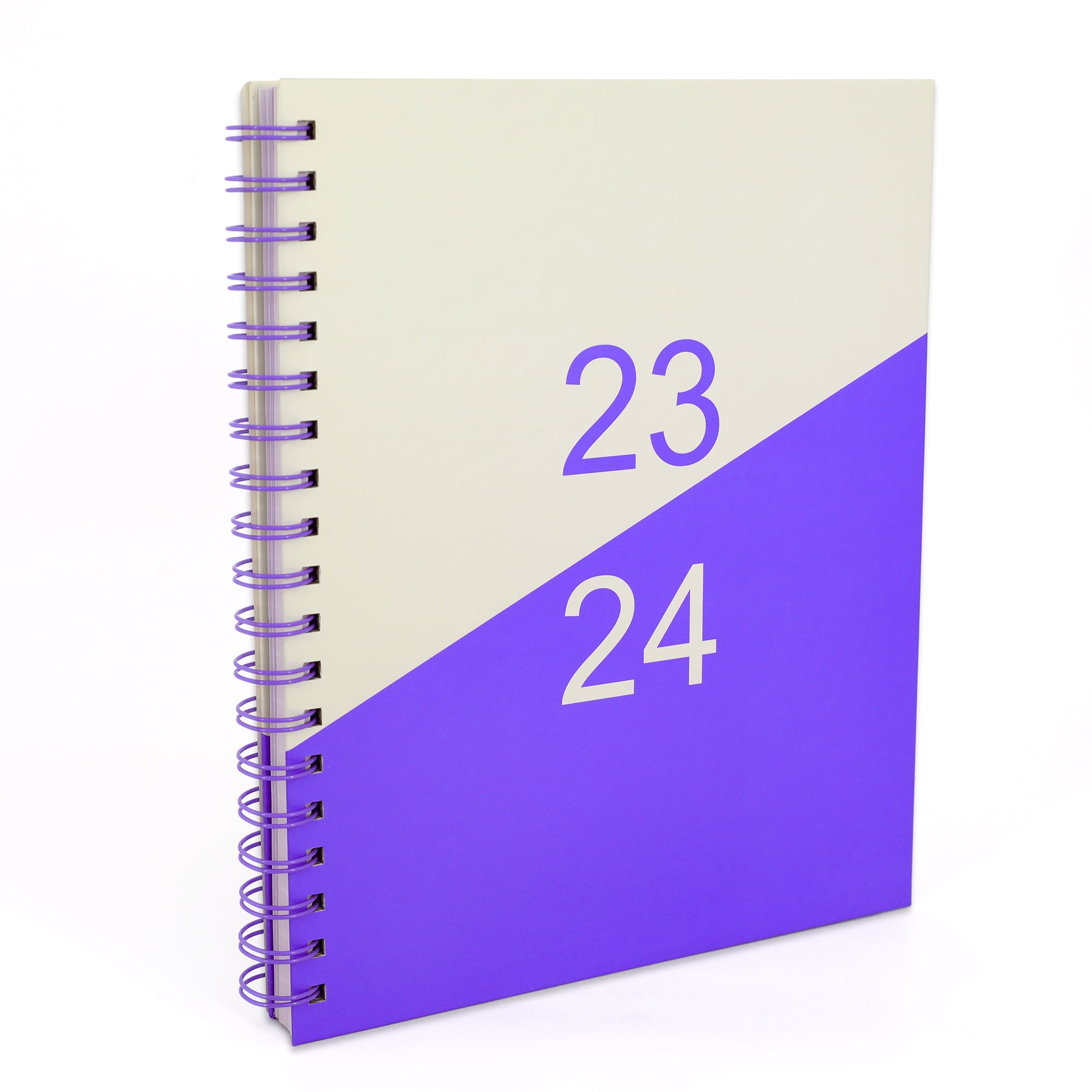 Pen + Gear Large Weekly/Monthly Planner,  Purple & Cream Color, Hardback Cover, Twin Wire Bound