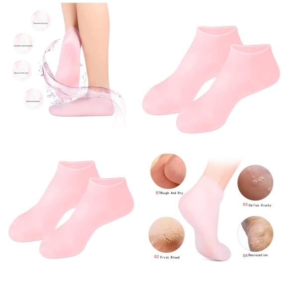 2 Pair Soft Silicone Socks Sleeves, Rough Foot Care for Repairing Softening , Cracked Feet Skins