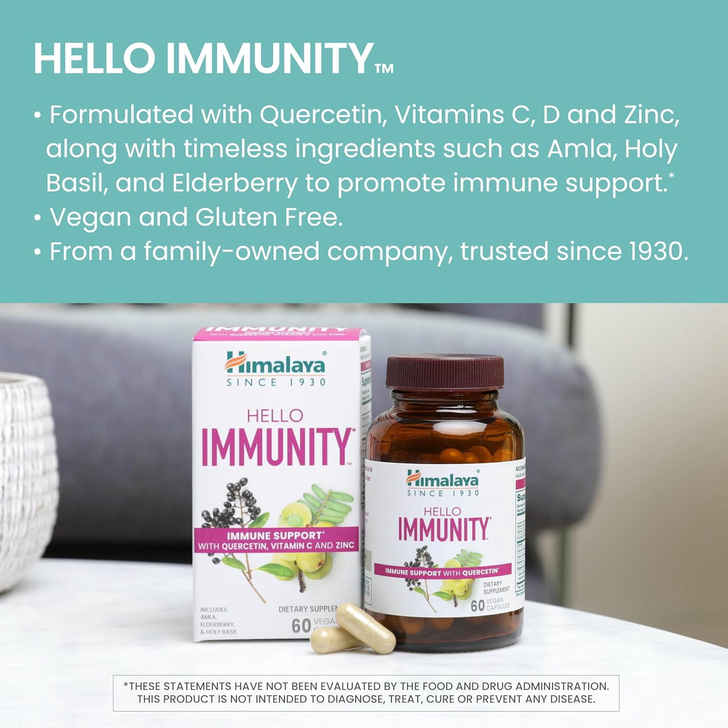 Himalaya Hello Immunity with Quercetin, for Daily Immune Support, 60 Capsules