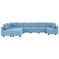 thumbnail image 4 of Naomi Home Elizabeth Modern DIY Collection-Fabric:Linen,Finish:Robin Egg Blue,Style:9-Seater with Double Ottoman, 4 of 4