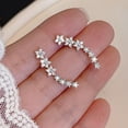 thumbnail image 2 of Vireellx Dainty Flower Climber Earrings in Silver Small 925 Sterling Trendy Jewelry, 2 of 12