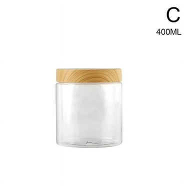 Clear Plastic Jar with Wooden Lid For Storage of Grains Nuts Biscuits and❄