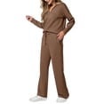 thumbnail image 2 of Conjuntos de Dos Piezas para Mujer, Moda de Otoño 2025, Pantalones Anchos, Conjunto de Estar por Casa, para Viajes y Vacaciones. Marrón M, 2 of 9