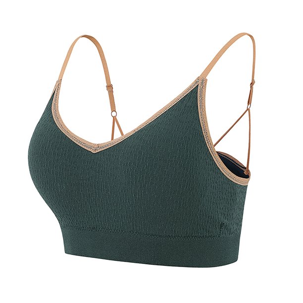 Sujetadores deportivos con pliegues para mujer Tops de entrenamiento con relleno Tops cortos de sujeción media Fridja nalpqowj36396