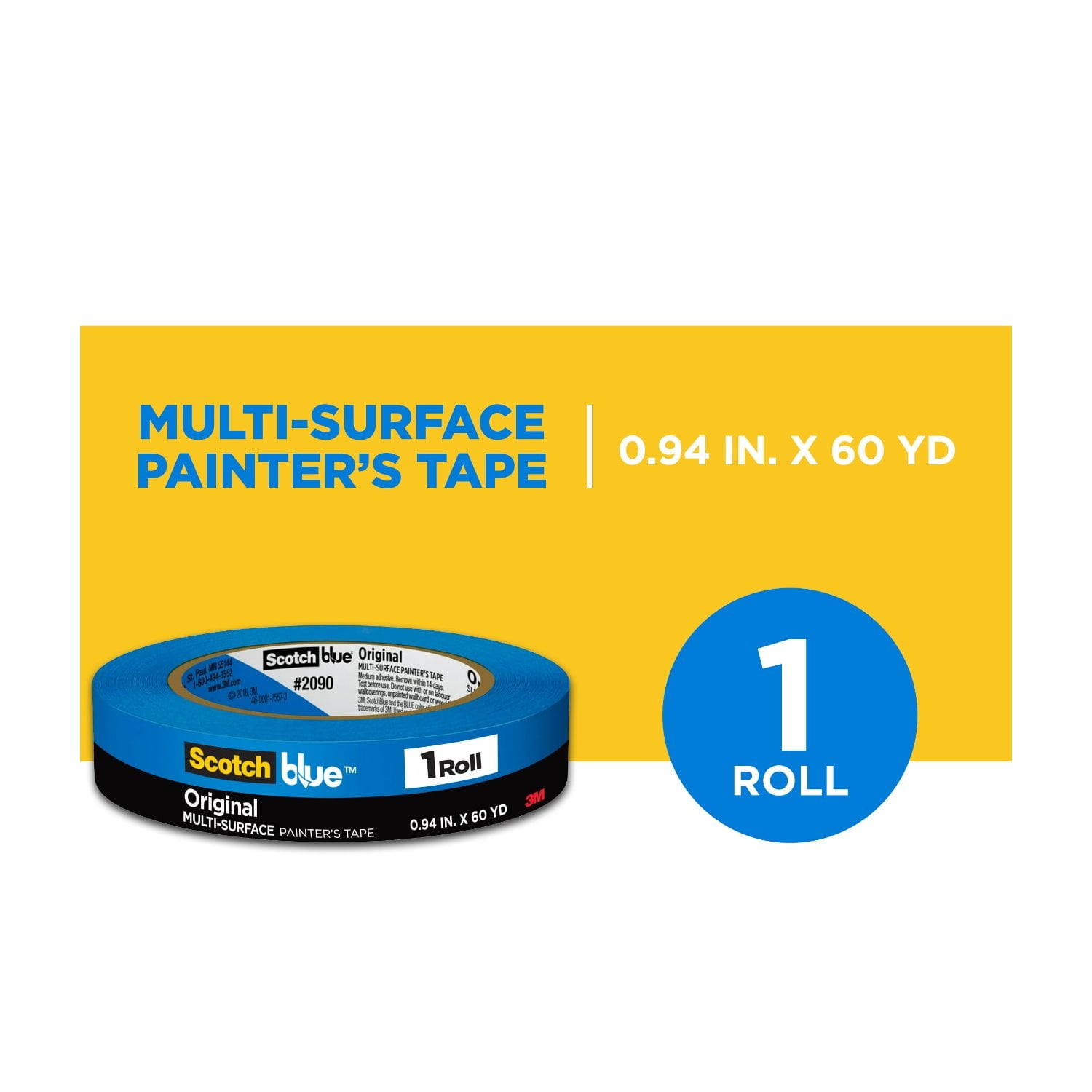 Glidden One Coat, Interior Paint + Primer, Anonymous, Flat Finish, 1 Gallon with ScotchBlue Painter's Tape Original Multi-Use, .94in x 60yd(24mm x 54,8m Bundle