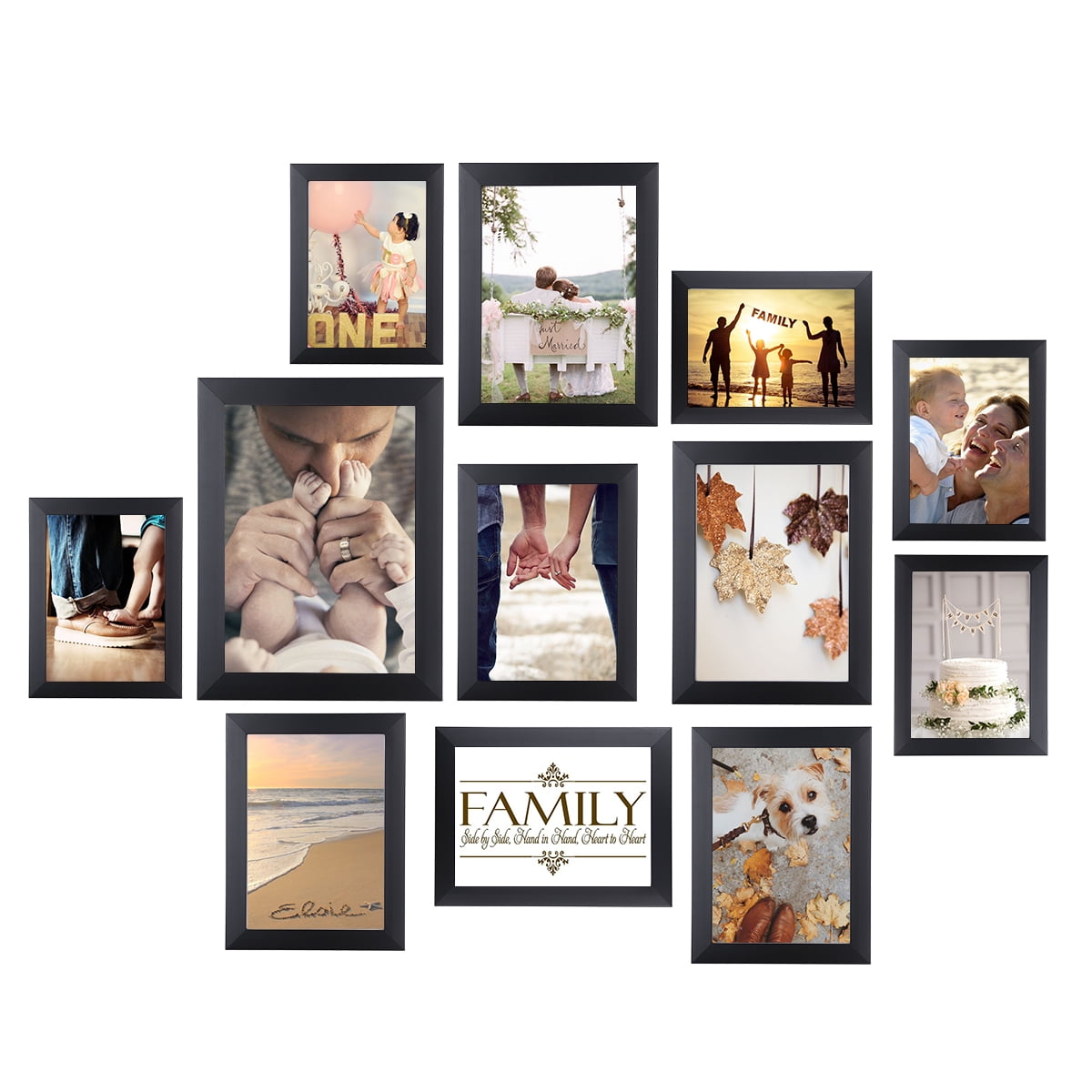 12Pcs Assorted Size Picture Frames Photo Frames Set For Home Xmas Decoration New 
