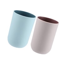 Unique Bargains 2Pcs Bathroom Cups Tumblers Toothbrush Cup 4.33''x2.76'' 350ml Blue, Pink