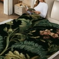 thumbnail image 2 of Creowell Floral Pattern Leaves Baroque Flannel Blanket - Reversible Soft Warm 50*60in, 2 of 7